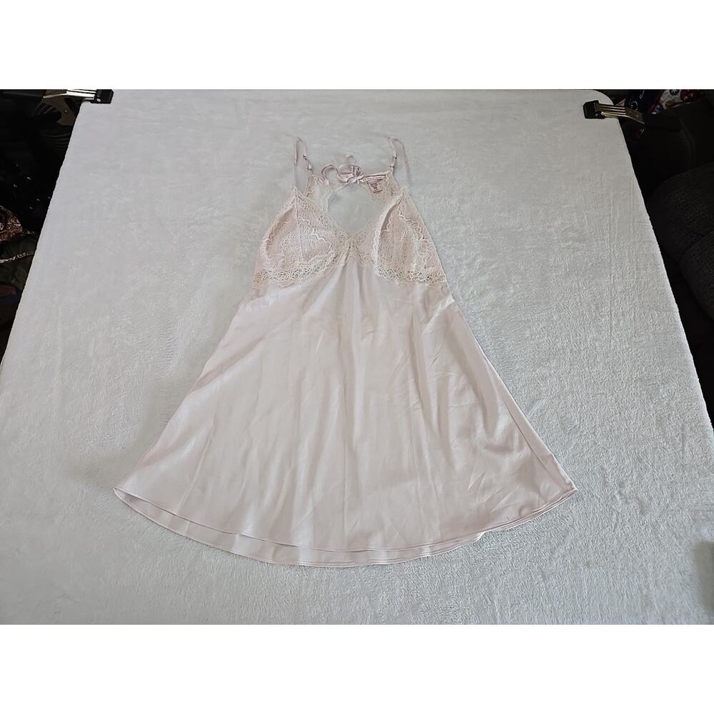 Victorias Secret 2022 Babydoll Satin Lace Chemise Slip Dress Womans Sz Lg Pink - Picture 6 of 12